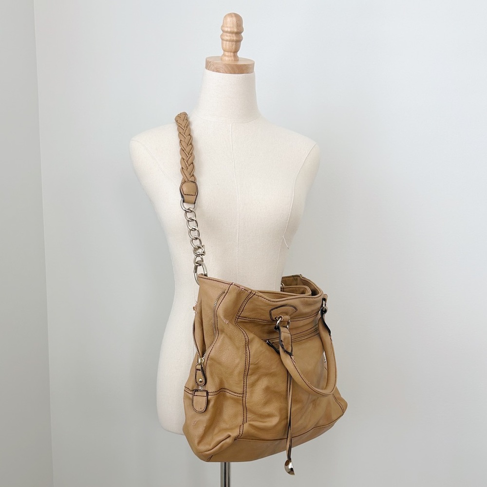 Francescas Tan Faux Leather Braided Strap Purse